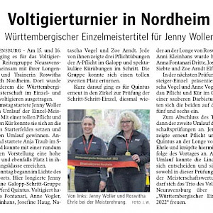 Einzelmeisterin 2022 Voltigieren – Jenny Woller